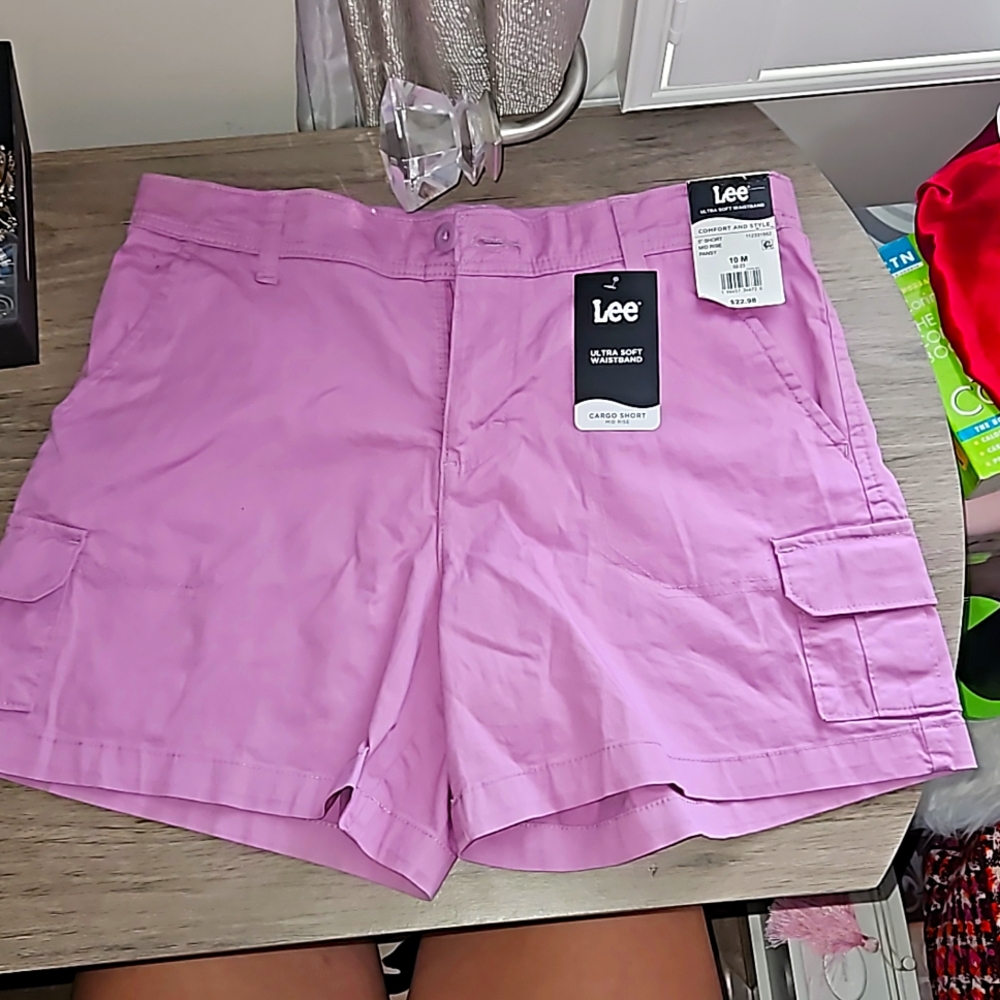 Purple cargo shorts